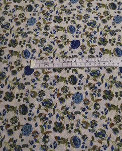 polyester coton - 115cm (45") - Fleuri vert et bleu