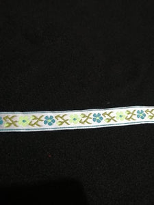 Ruban fleuri turquoise - 1cm (3/8")